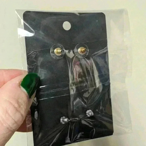 Vintage  pair of 80s blue earrings - Picture 7 of 7